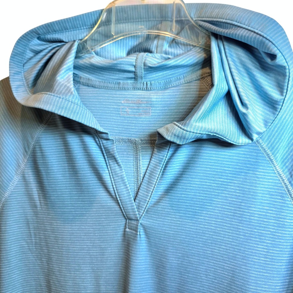 Eddie Bauer Infinity Hoodie Top Pullover Long Sleeve Womens Large Blue Stripe - Picture 7 of 12